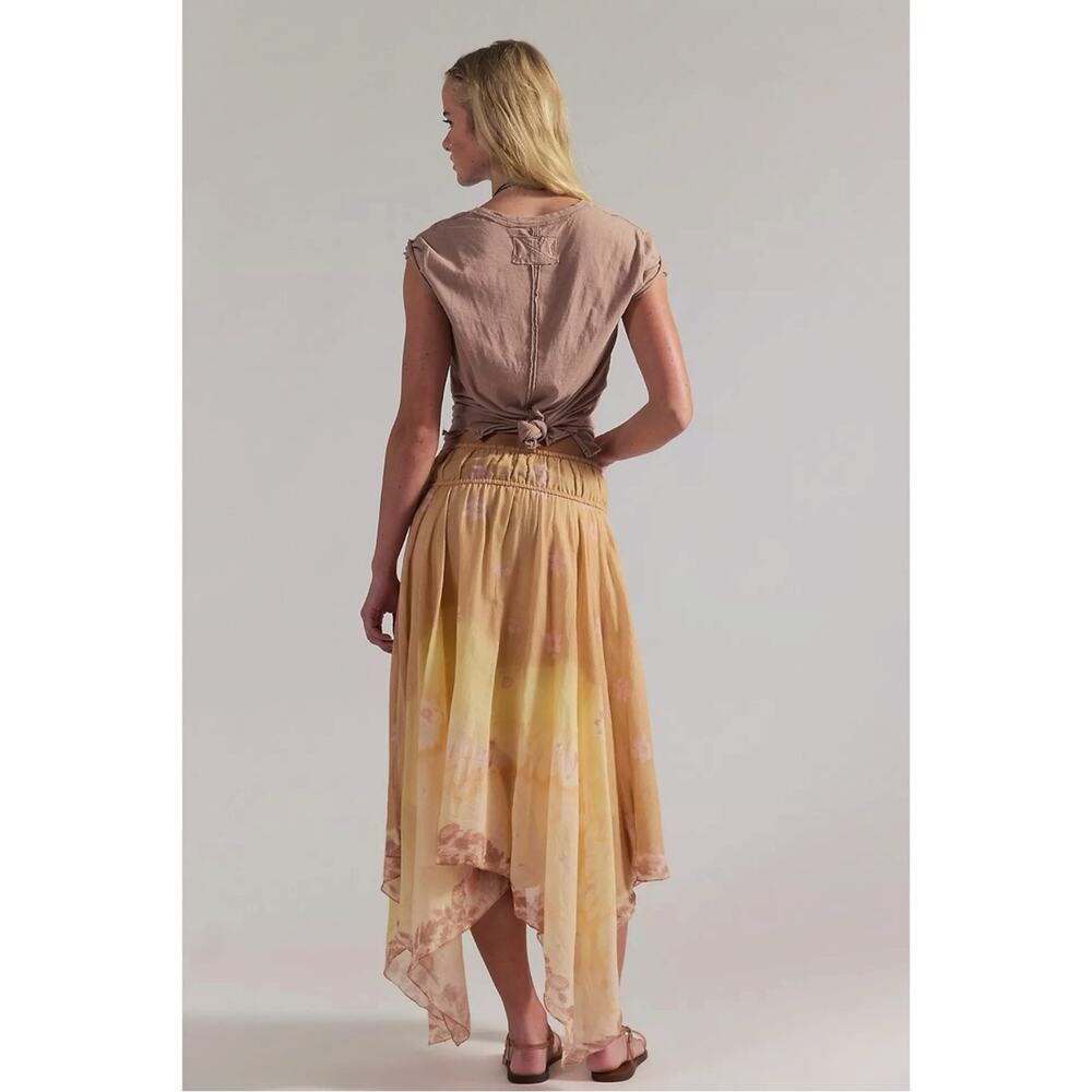 Free People Bohemian 70s FP One Kaia Asymmetrical Midi Skirt Desert Mirage XL - Picture 5 of 13